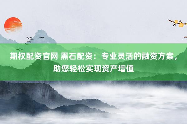 期权配资官网 黑石配资：专业灵活的融资方案，助您轻松实现资产增值