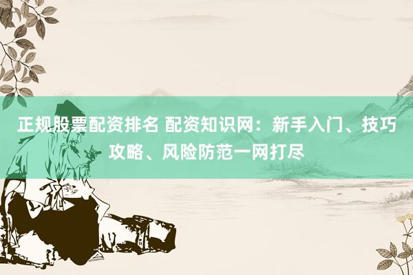 正规股票配资排名 配资知识网：新手入门、技巧攻略、风险防范一网打尽