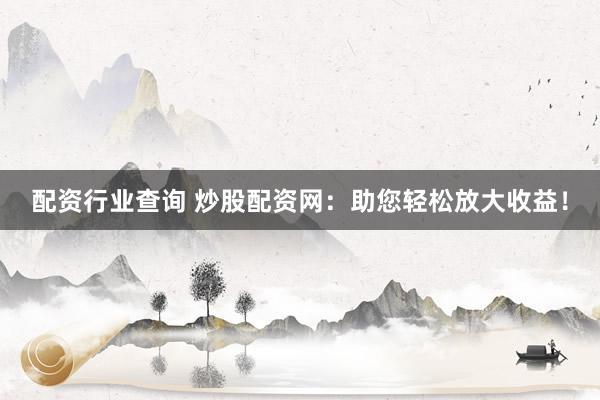 配资行业查询 炒股配资网：助您轻松放大收益！
