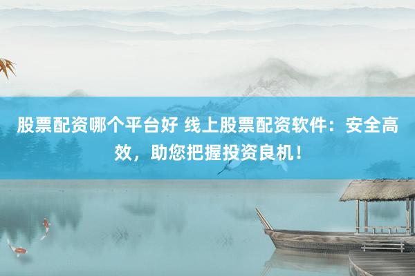 股票配资哪个平台好 线上股票配资软件：安全高效，助您把握投资良机！