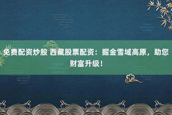 免费配资炒股 西藏股票配资：掘金雪域高原，助您财富升级！