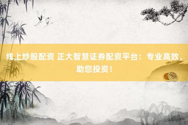 线上炒股配资 正大智慧证券配资平台：专业高效，助您投资！