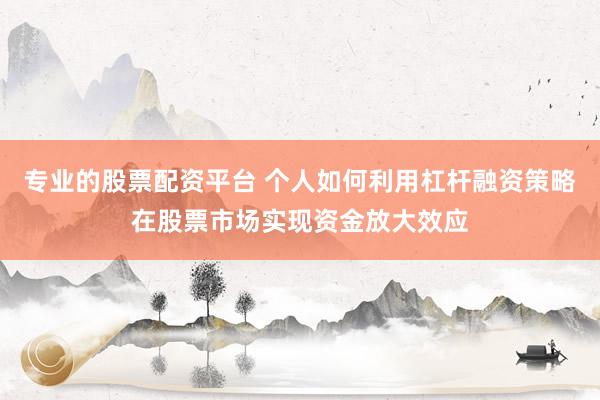 专业的股票配资平台 个人如何利用杠杆融资策略在股票市场实现资金放大效应