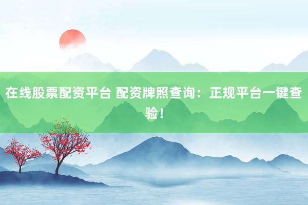 在线股票配资平台 配资牌照查询：正规平台一键查验！